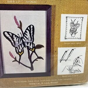 Quick Punch Embroidery Kit Complete Butterfly Design Vintage 5x7, Includes Frame